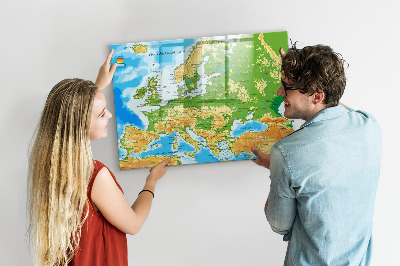 Magnetická psací tabule Mapa Evropy pro osobní vzpomínky
