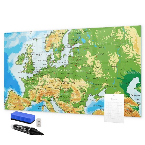Magnetická psací tabule Mapa Evropy pro osobní vzpomínky