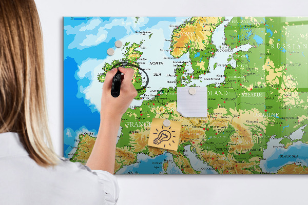 Magnetická psací tabule Mapa Evropy pro osobní vzpomínky