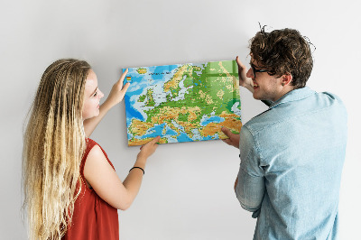 Magnetická psací tabule Mapa Evropy pro osobní vzpomínky