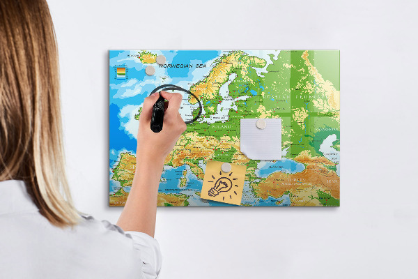 Magnetická psací tabule Mapa Evropy pro osobní vzpomínky