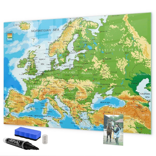 Magnetická psací tabule Mapa Evropy pro osobní vzpomínky