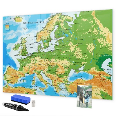 Magnetická psací tabule Mapa Evropy pro osobní vzpomínky