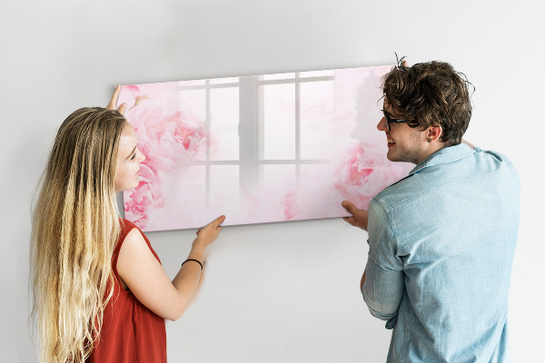 Popisovatelná magnetická tabule Romantické vzpomínky na růžovém pozadí