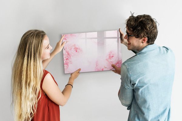 Popisovatelná magnetická tabule Romantické vzpomínky na růžovém pozadí