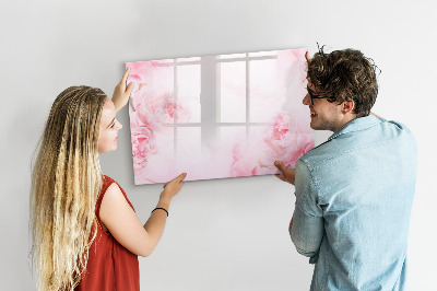 Popisovatelná magnetická tabule Romantické vzpomínky na růžovém pozadí