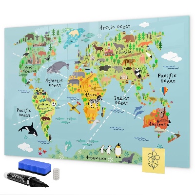 Popisovatelná magnetická tabule Mapa světa s místy, kde se daly pořídit fotografie