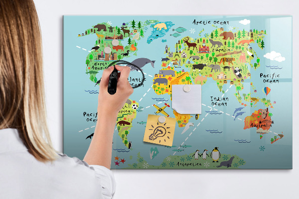 Popisovatelná magnetická tabule Mapa světa s místy, kde se daly pořídit fotografie