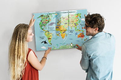 Popisovatelná magnetická tabule Mapa světa s místy, kde se daly pořídit fotografie