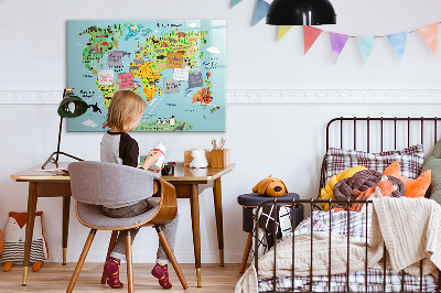 Popisovatelná magnetická tabule Mapa světa s místy, kde se daly pořídit fotografie