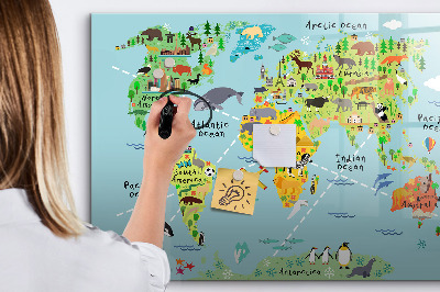 Popisovatelná magnetická tabule Mapa světa s místy, kde se daly pořídit fotografie