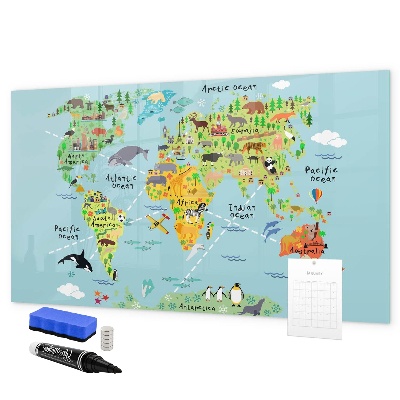 Popisovatelná magnetická tabule Mapa světa s místy, kde se daly pořídit fotografie
