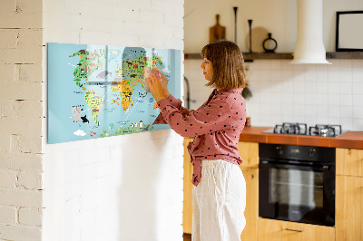 Popisovatelná magnetická tabule Mapa světa s místy, kde se daly pořídit fotografie