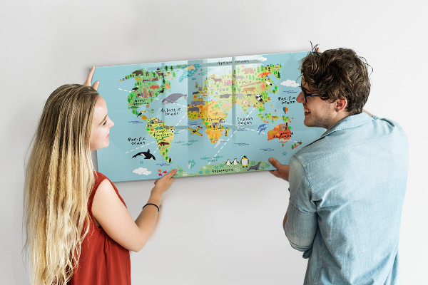 Popisovatelná magnetická tabule Mapa světa s místy, kde se daly pořídit fotografie