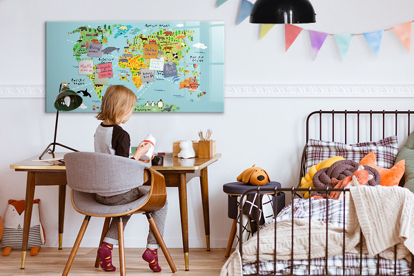 Popisovatelná magnetická tabule Mapa světa s místy, kde se daly pořídit fotografie