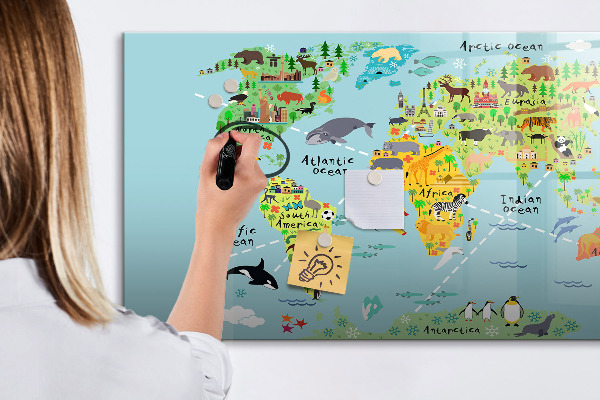 Popisovatelná magnetická tabule Mapa světa s místy, kde se daly pořídit fotografie