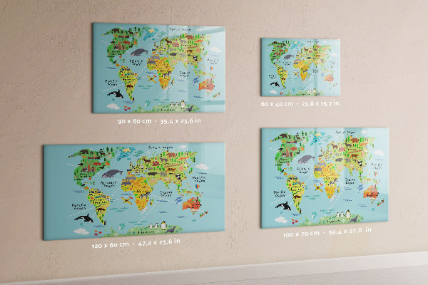 Popisovatelná magnetická tabule Mapa světa s místy, kde se daly pořídit fotografie