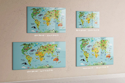 Popisovatelná magnetická tabule Mapa světa s místy, kde se daly pořídit fotografie