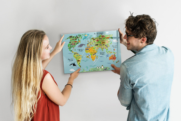 Popisovatelná magnetická tabule Mapa světa s místy, kde se daly pořídit fotografie