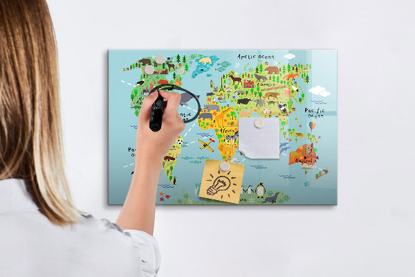 Popisovatelná magnetická tabule Mapa světa s místy, kde se daly pořídit fotografie