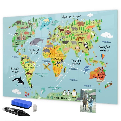 Popisovatelná magnetická tabule Mapa světa s místy, kde se daly pořídit fotografie