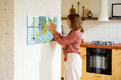 Popisovatelná magnetická tabule Mapa světa s místy, kde se daly pořídit fotografie