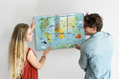 Popisovatelná magnetická tabule Mapa světa s místy, kde se daly pořídit fotografie