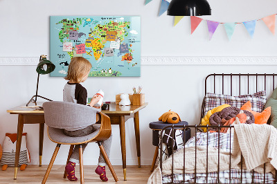 Popisovatelná magnetická tabule Mapa světa s místy, kde se daly pořídit fotografie