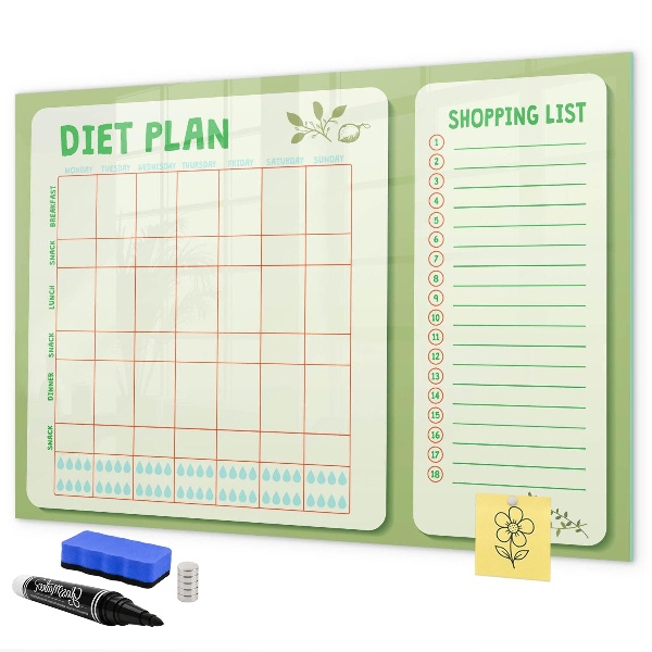 Popisovatelná magnetická tabule Dietní plán a nákupní seznam