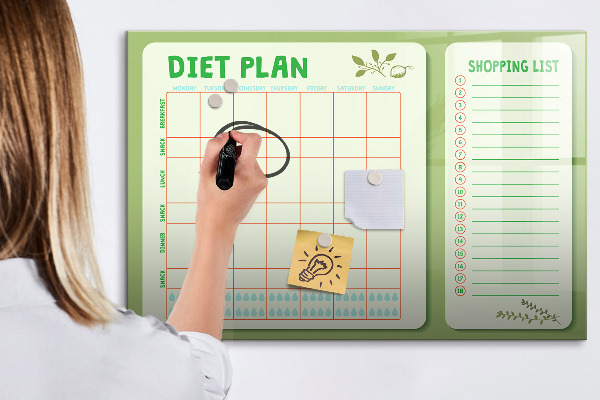 Popisovatelná magnetická tabule Dietní plán a nákupní seznam