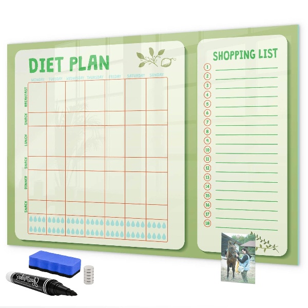 Popisovatelná magnetická tabule Dietní plán a nákupní seznam