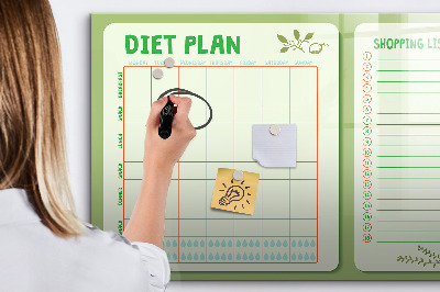 Popisovatelná magnetická tabule Dietní plán a nákupní seznam