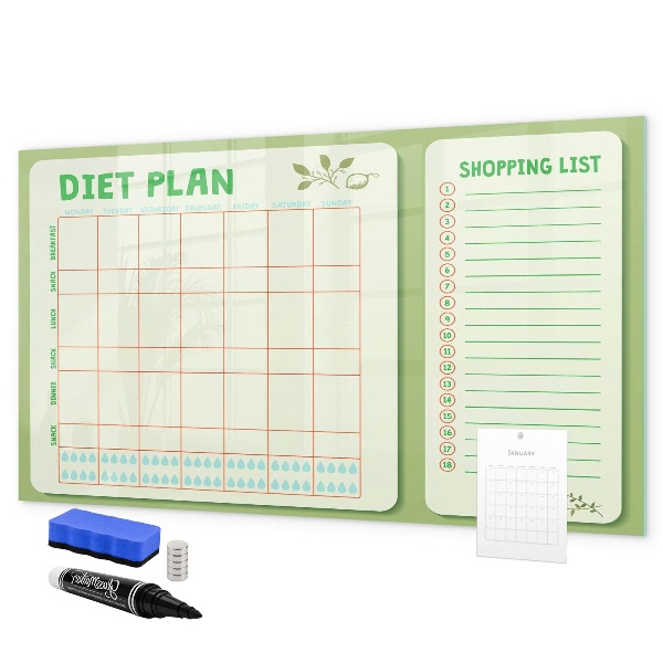 Popisovatelná magnetická tabule Dietní plán a nákupní seznam