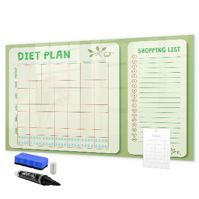 Popisovatelná magnetická tabule Dietní plán a nákupní seznam