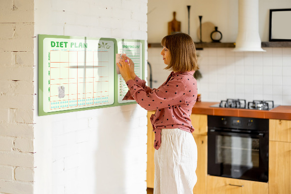 Popisovatelná magnetická tabule Dietní plán a nákupní seznam