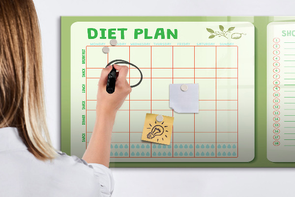 Popisovatelná magnetická tabule Dietní plán a nákupní seznam