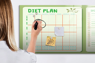 Popisovatelná magnetická tabule Dietní plán a nákupní seznam