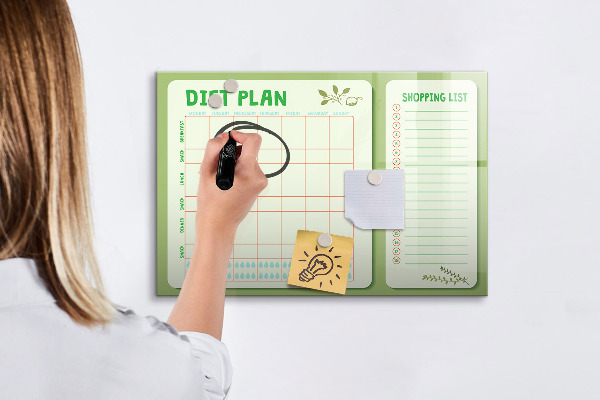 Popisovatelná magnetická tabule Dietní plán a nákupní seznam