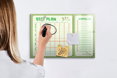 Popisovatelná magnetická tabule Dietní plán a nákupní seznam