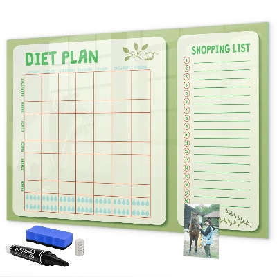 Popisovatelná magnetická tabule Dietní plán a nákupní seznam