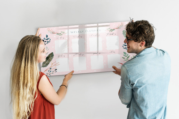 Popisovatelná magnetická tabule Týdenní diář s prostorem pro fotografie