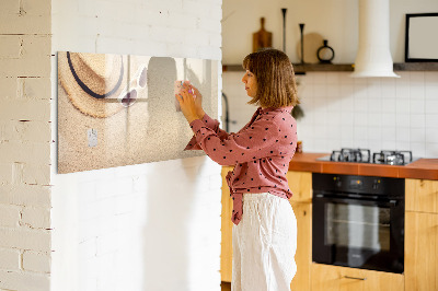 Popisovatelná magnetická tabule Letní vzpomínky na korkové tabuli