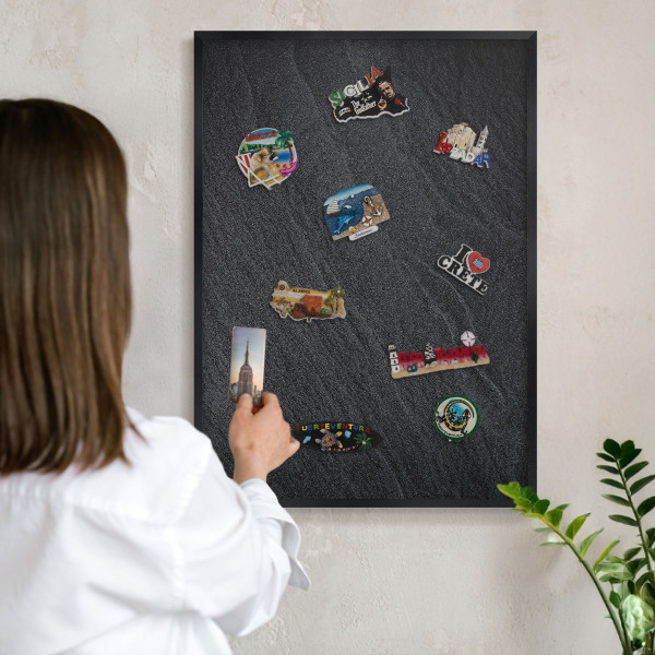 Tabule na magnety v rámech černé barvy Šedá textura