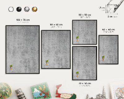 Ozdobné tabule na magnety v černém rámu Šedý povrch