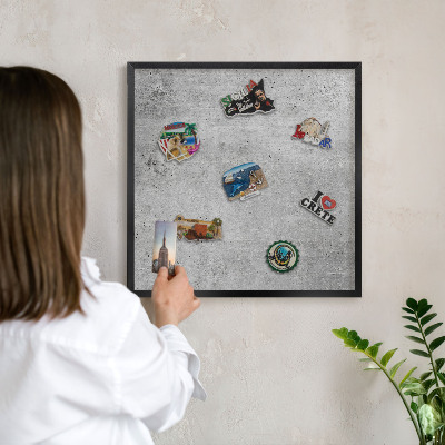 Ozdobné tabule na magnety v černém rámu Betonový minimalismus
