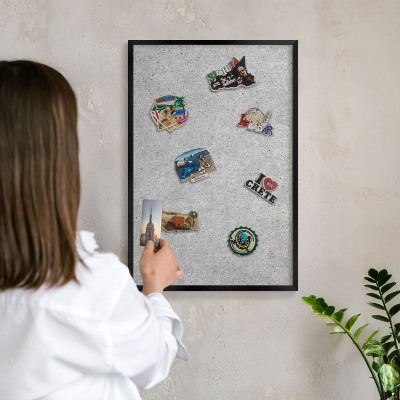 Tabule na magnety v rámech černé barvy Šedá textura