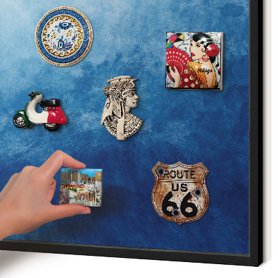 Ozdobné tabule na magnety v černém rámu Modré abstrakce