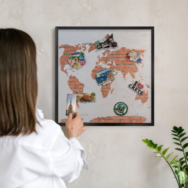 Ozdobné tabule na magnety v černém rámu Mapa cihel