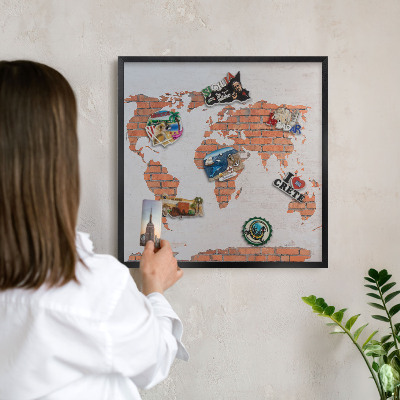 Ozdobné tabule na magnety v černém rámu Mapa cihel