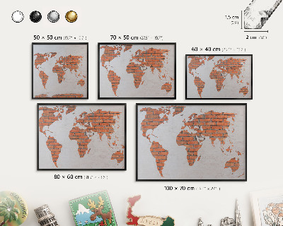 Ozdobné tabule na magnety v černém rámu Mapa cihel